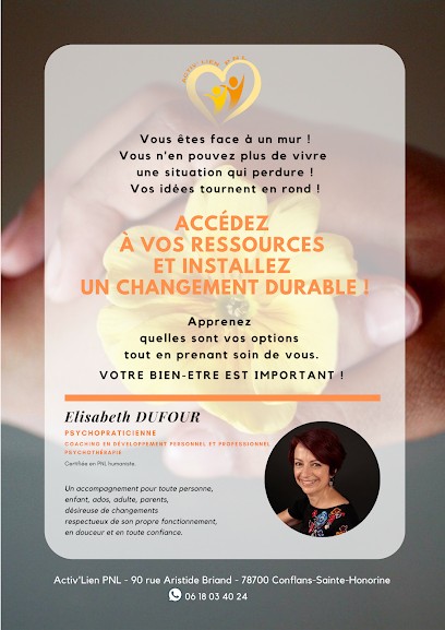 Elisabeth DUFOUR, Psychopraticienne, Thérapeute | Coaching de vie, parental, scolaire | Psychothérapie | PNL | Yvelines, Psychothérapeute à Conflans-Sainte-Honorine